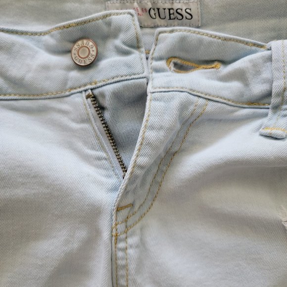 Guess Light Wash Destroyed Cuffed Denim Shorts - Picture 13 of 16